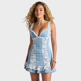 Alessia | Minidress in Denim con Pizzo
