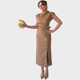 Martina | Abito Elegante in Camoscio con Apertura