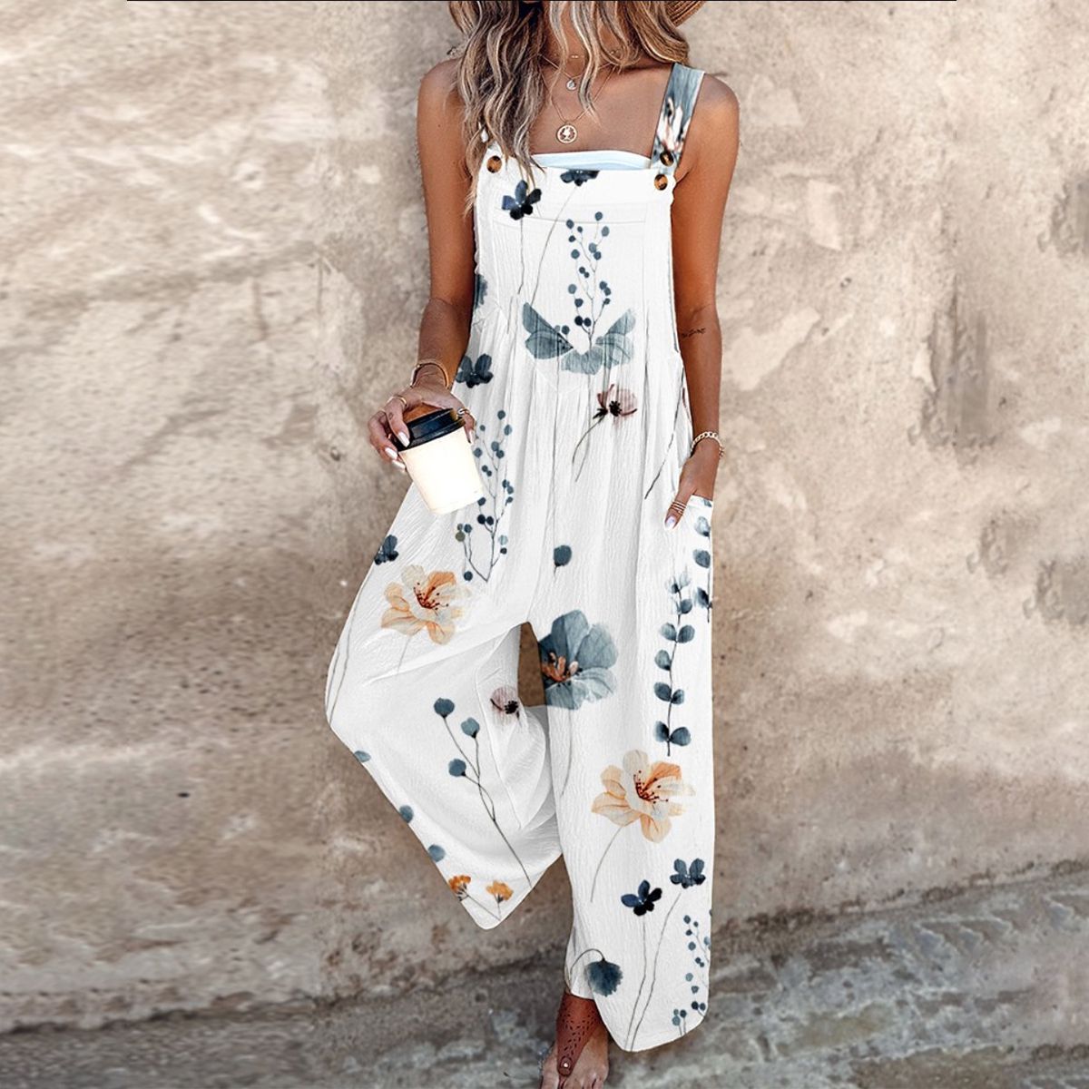 Arianna | Mono Stampato con Spalline e Fiori Comodo