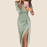 Giulia | Elegante abito maxi con collo halter e taglio fluido