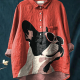 Nicole | Maglietta Casual con Motivo Decorativo di Bulldog Francese