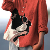 Nicole | Maglietta Casual con Motivo Decorativo di Bulldog Francese