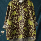 Beatrice | T-shirt Casual con Stampa Floreale Vintage di Uccelli
