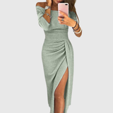 Giulia | Elegante abito maxi con collo halter e taglio fluido