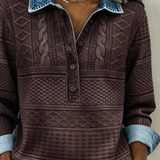 Eleonora | SOFIA – Felpa in Maglia Intrecciata con Dettagli in Denim