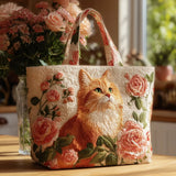 Borsa™ Artigianale Gatto Rosso con Rose