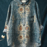 Aurora | Camicia Casual con Stampa Floreale Etnica Vintage da Donna