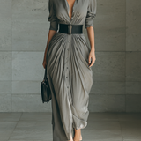 Maddalena | Abito lungo plissettato elegante