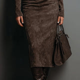 Ambra | Vestito midi lungo marrone