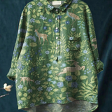 Vittoria | Maglietta Casual in Stile Vintage con Motivo Floreale di Animali