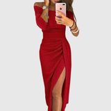 Giulia | Elegante abito maxi con collo halter e taglio fluido