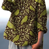 Beatrice | T-shirt Casual con Stampa Floreale Vintage di Uccelli