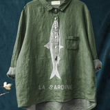 Viola | T-shirt Casual con Stampa di Sardina
