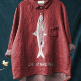 Viola | T-shirt Casual con Stampa di Sardina