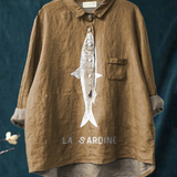 Viola | T-shirt Casual con Stampa di Sardina