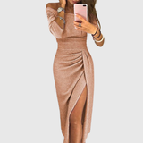 Giulia | Elegante abito maxi con collo halter e taglio fluido