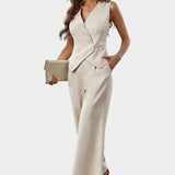 Ginevra | Completo Gilet Senza Maniche e Pantaloni a Gamba Larga