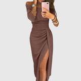 Giulia | Elegante abito maxi con collo halter e taglio fluido