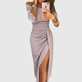 Giulia | Elegante abito maxi con collo halter e taglio fluido