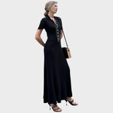 Rebecca | Vestito in Maglia con Scollatura a V e Bottoni