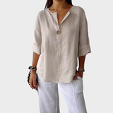 Zamma | Blusa in lino con scollo a V