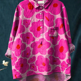 Martina | Camicia Casual da Donna con Motivo Floreale Rosa Vivace