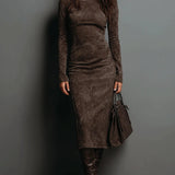 Ambra | Vestito midi lungo marrone