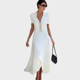 Rebecca | Vestito in Maglia con Scollatura a V e Bottoni
