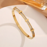 Bracciale Geometrico Aperto a Due Strati di Zirconio