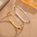 Bracciale Geometrico Aperto a Due Strati di Zirconio