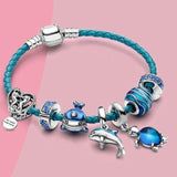 Bracciale Oceano + ciondoli in pelle e argento inclusi