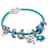 Bracciale Oceano + ciondoli in pelle e argento inclusi