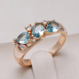 Anello vintage in zircone blu elegante in oro