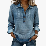 Eleonora | SOFIA – Felpa in Maglia Intrecciata con Dettagli in Denim