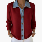 Rebecca | Maglione in Maglia con Collo in Denim