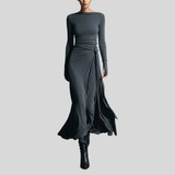 Cristina | Vestito midi con nodo laterale