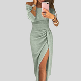 Giulia | Elegante abito maxi con collo halter e taglio fluido