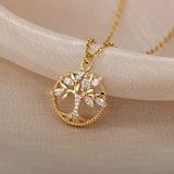 Collana Albero della Vita con Zirconio in Oro