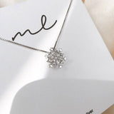 Collana di Cristallo con Neve Brillante in Oro e Argento