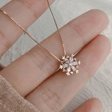 Collana di Cristallo con Neve Brillante in Oro e Argento