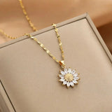 Collana con Girasole di Cristallo in Dorato