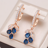 Orecchini Pendenti con Cristalli Blu