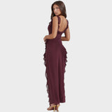 Federica | Vestito lungo prugna scuro