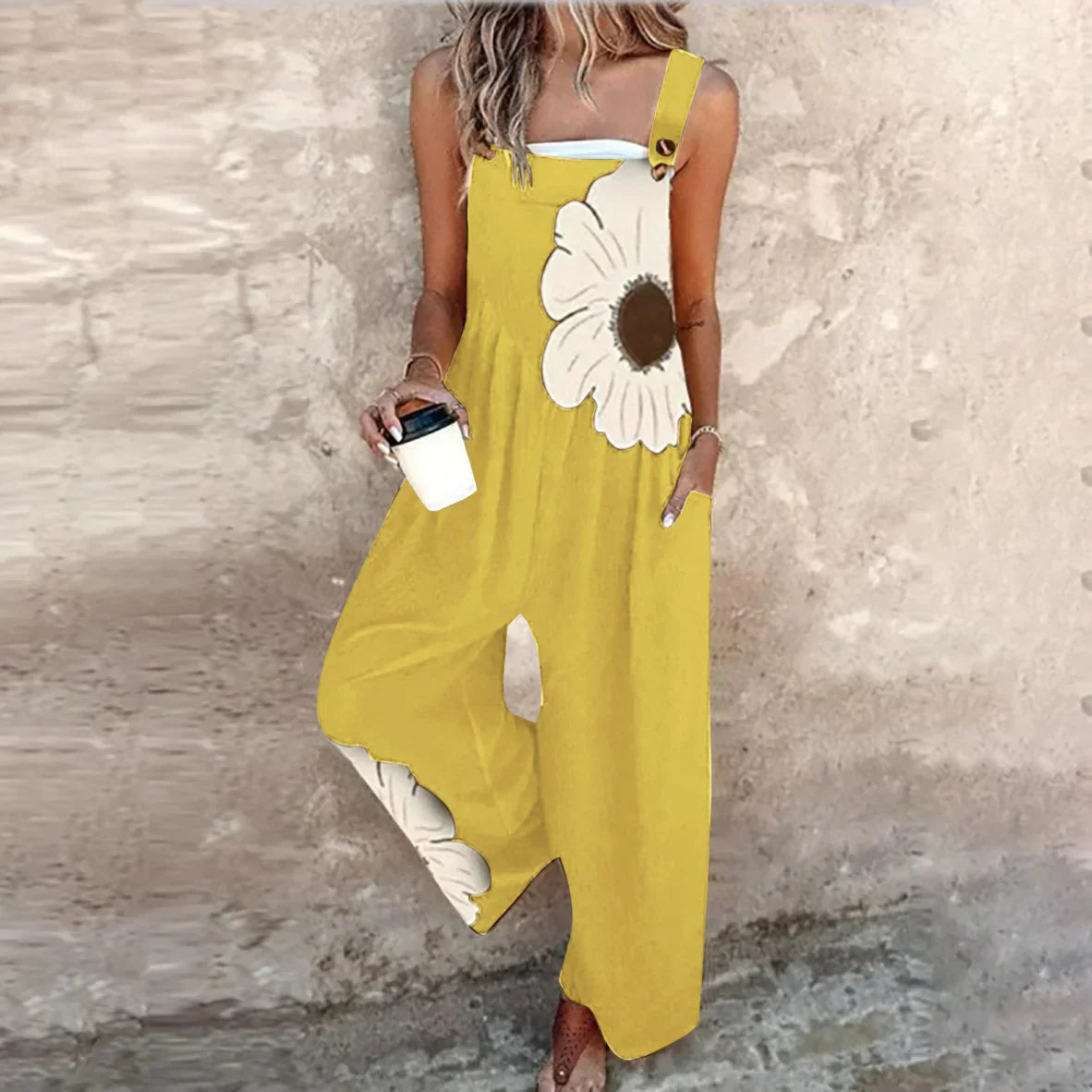 Arianna | Mono Stampato con Spalline e Fiori Comodo