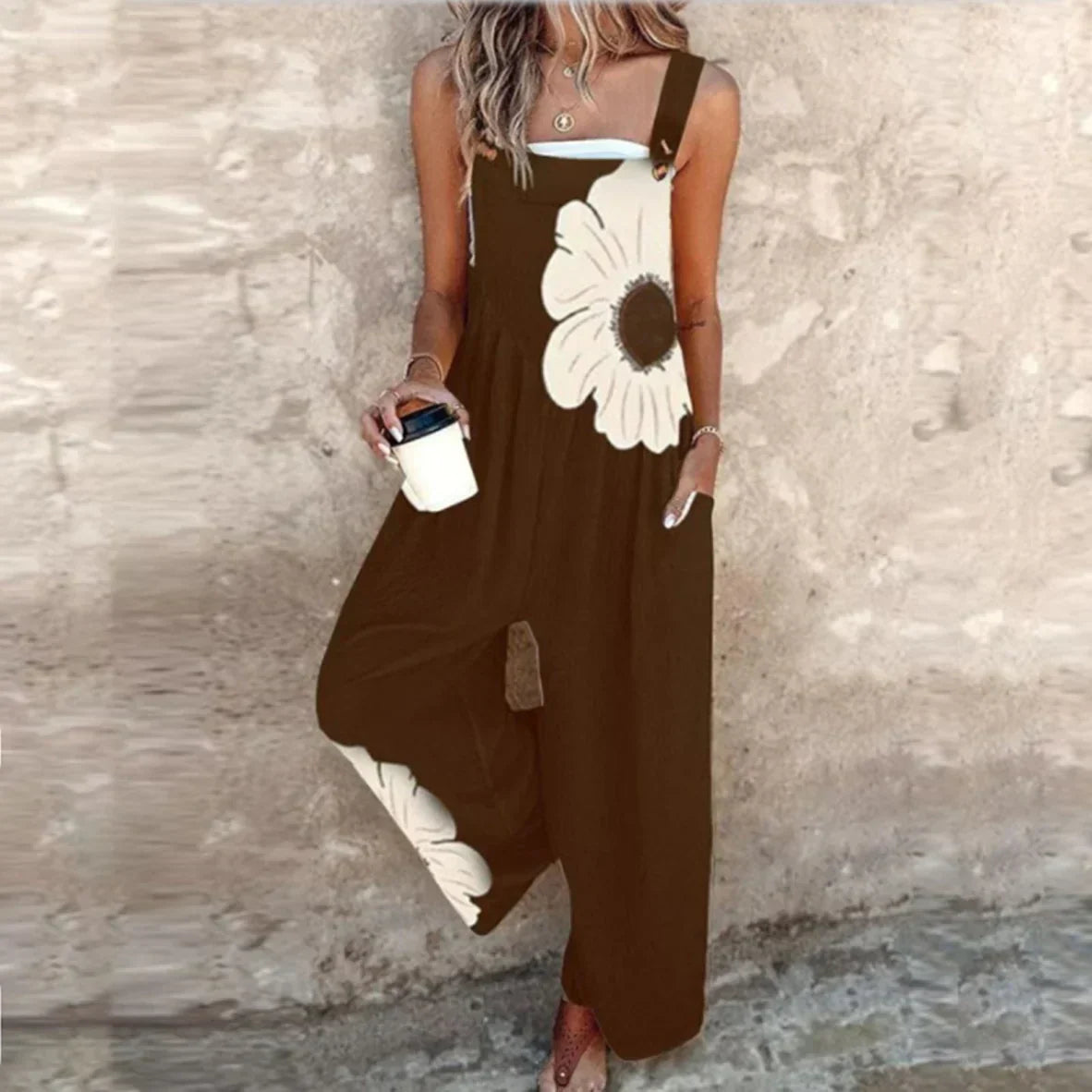 Arianna | Mono Stampato con Spalline e Fiori Comodo