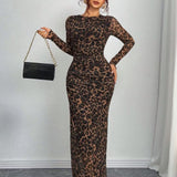 Elena | Vestito Maxi Bodycon a Maniche Lunghe Stampato e Confortevole