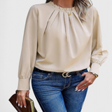 Top Dottie a Manica Lunga con Collo in Pizzo