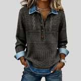 Eleonora | SOFIA – Felpa in Maglia Intrecciata con Dettagli in Denim