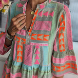 Silvia | Vestito Boho a Swing con Dettagli di Volant