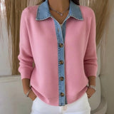 Rebecca | Maglione in Maglia con Collo in Denim